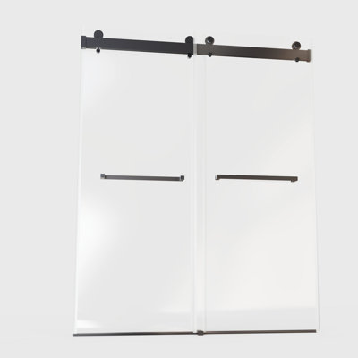 56-60 In. W X 76 H Shower Door - Matte Black, Double Sliding, 10mm Tempered Glass, Hygienic Environment Sliding In Black Width, Height, Frame