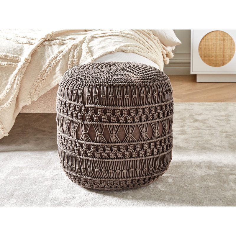 Cobina 45cm Wide Round Pouf Ottoman, Brown