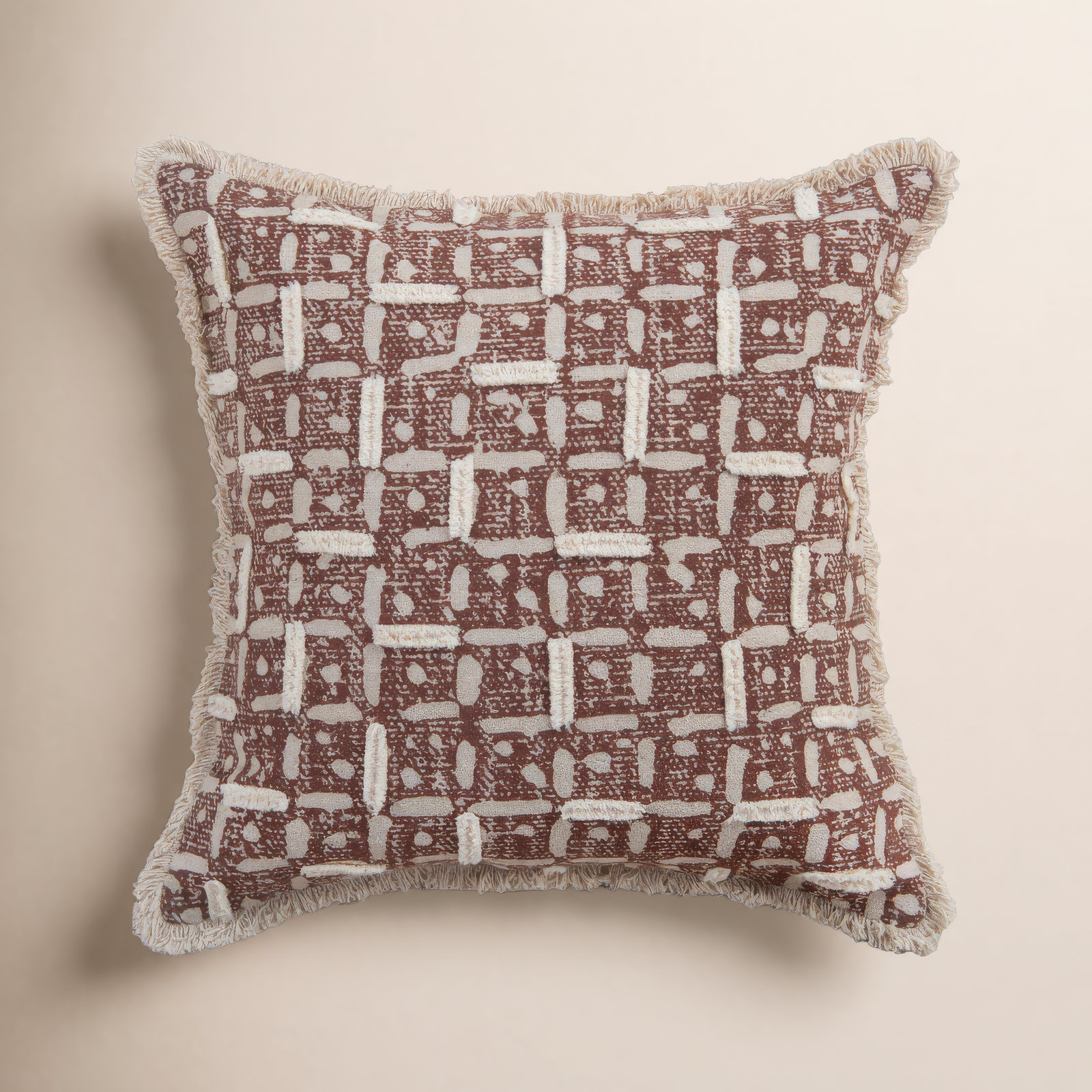 100% Recycled Cotton Canvas Throw Pillow, Polyester, Brown/Natural