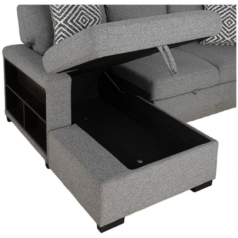 Cosham 93" Gray Storage Left-facing Sleeper Sectional With Usb Console