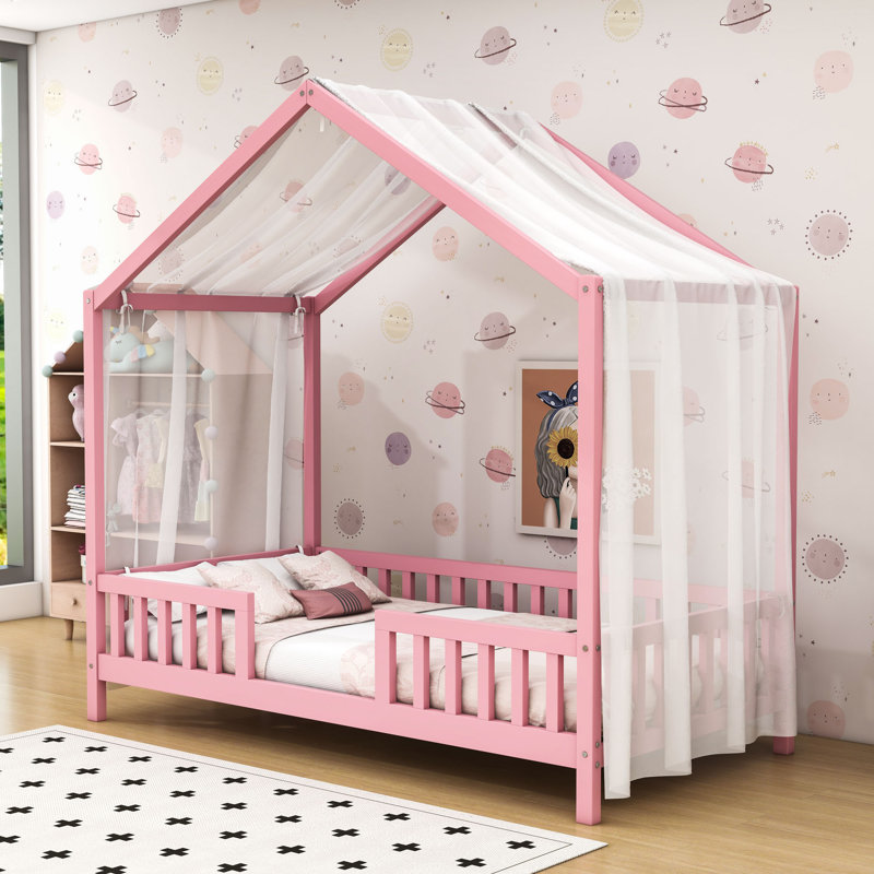 House Bed With Slats, Twin, Pink