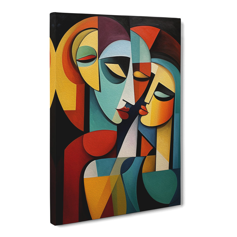 Loving Family Cubism Art - Wrapped Canvas, 50cm H x 35cm W x 3cm D