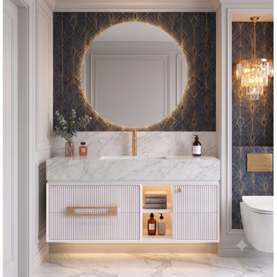 Meuble-lavabo mural blanc mat 30 po Sienna