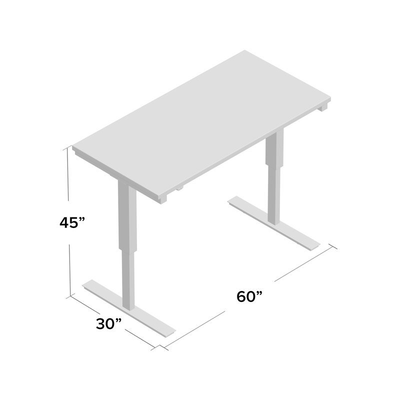 Adjustable Standing Desk, 45" H x 60" W x 30" D, White