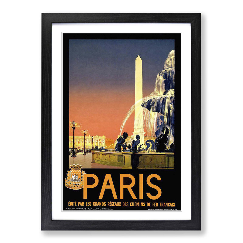 Vintage Travel Paris (1) Framed Vintage Advertisement - Framed Print, Black