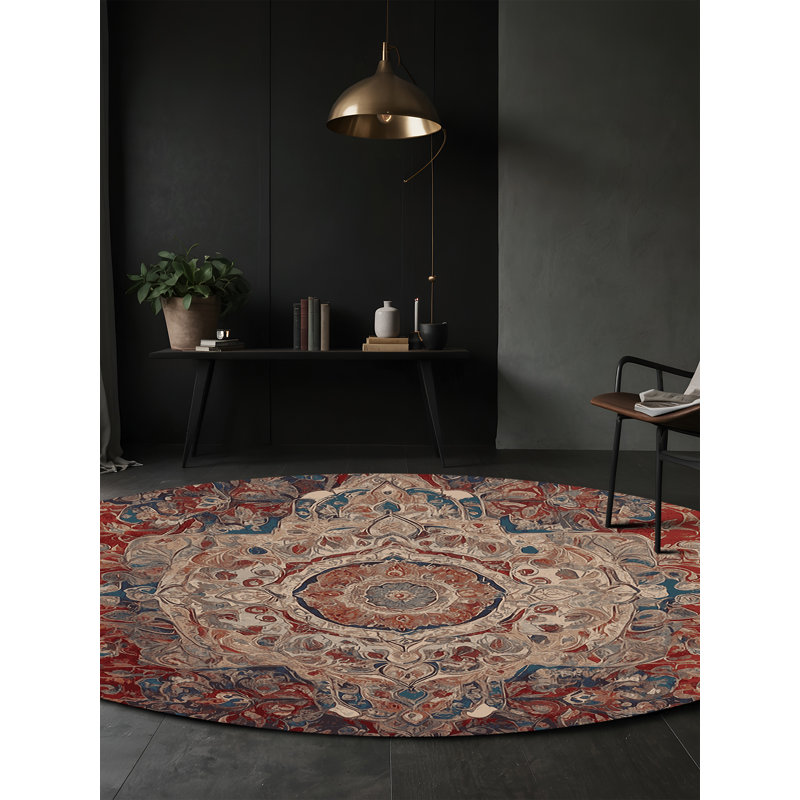Machine Washable Brown Area Rug, Round 6'