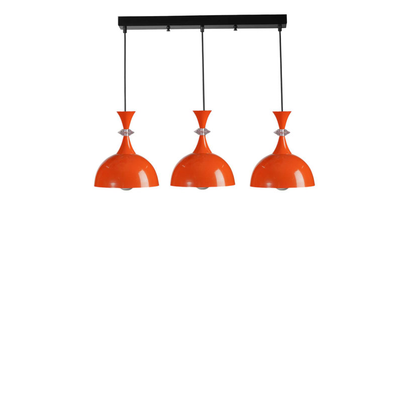 Lustre, Orange / noir, 3 niveaux, Trois lumières