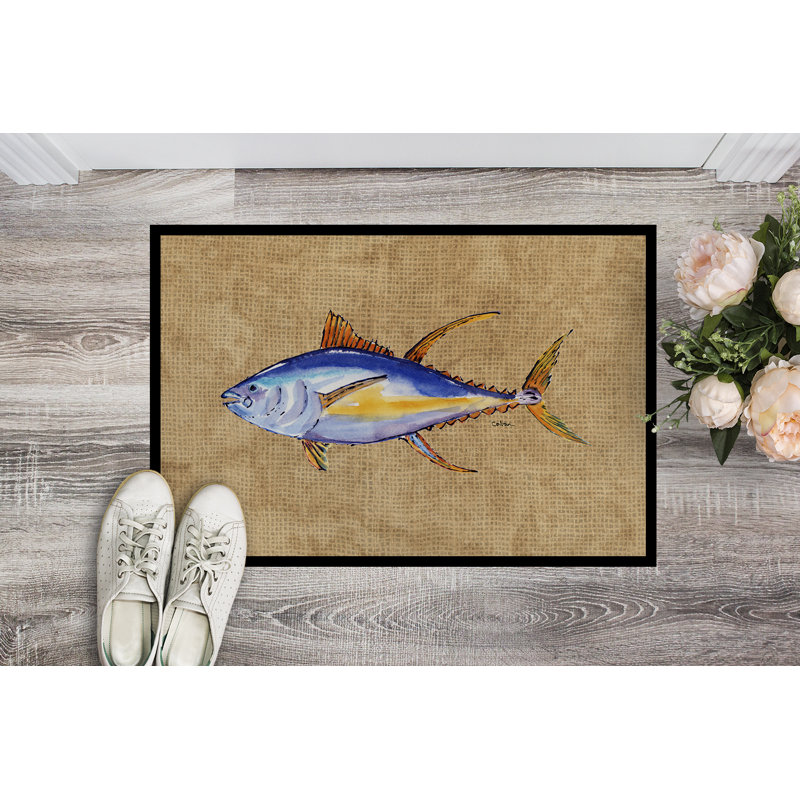 Paillasson d’intérieur antidérapant à poisson thonidés ismaeel, Rectangle 2 pi x 3 pi