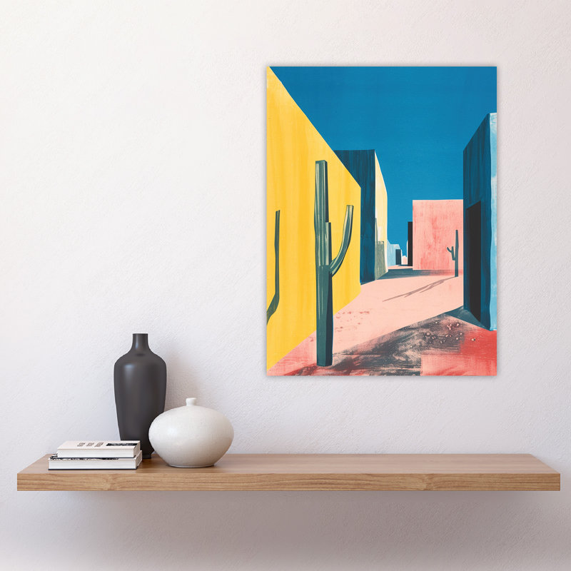 Wall Art Print Mexican Village Houses and Cacti Poster