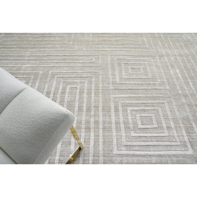 Castelli Hand Loomed Geometric Area Rug in Beige, Rectangle 12' x 15'