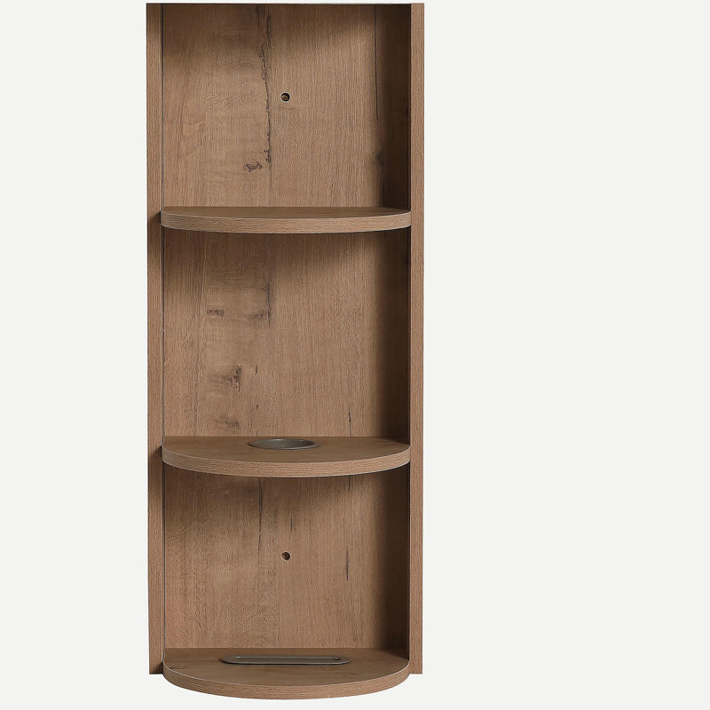 12" Bathroom Wall-Mounted Storage Rack, Imitative Oak