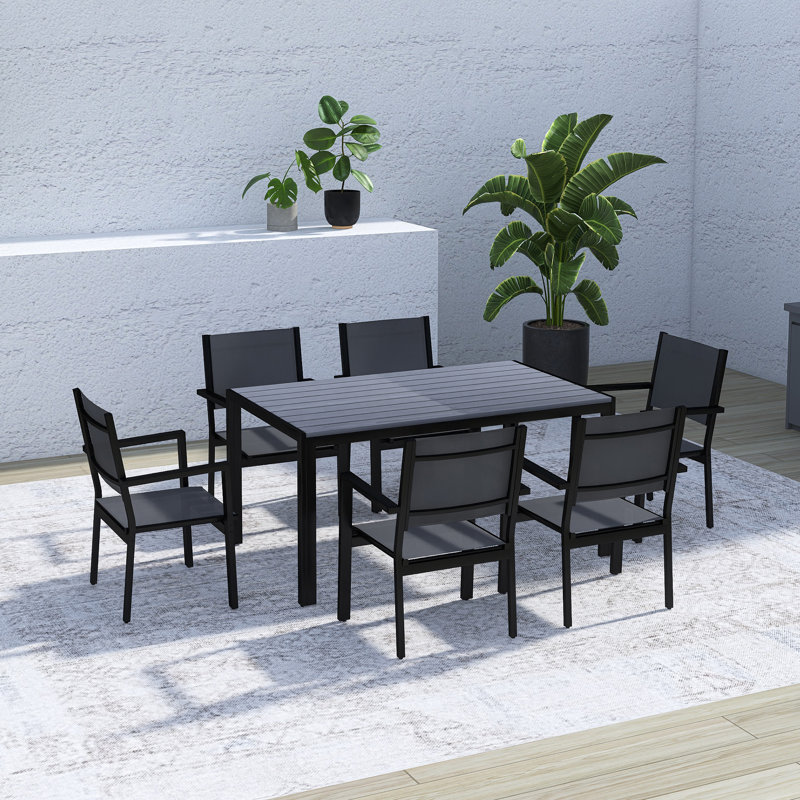 High-Quality Steel Outdoor Table And Chair Set, Gray