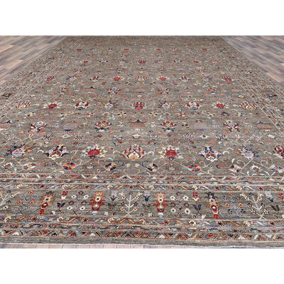 One-of-a-Kind 14'10" X 20'8" New Age Wool Area Rug Grey