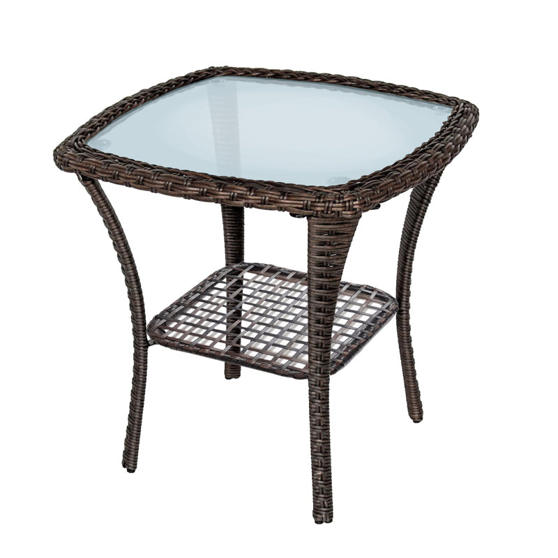 Moumoune Square Glass Outdoor Side Table