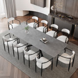 Louina 70.8" to 102.3" Extendable Rectangular Dining Table with Fabric Chairs Dining Set