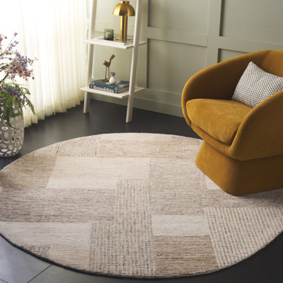 Tapis ivoire / beige en laine / coton touffeté à la main Sigrith