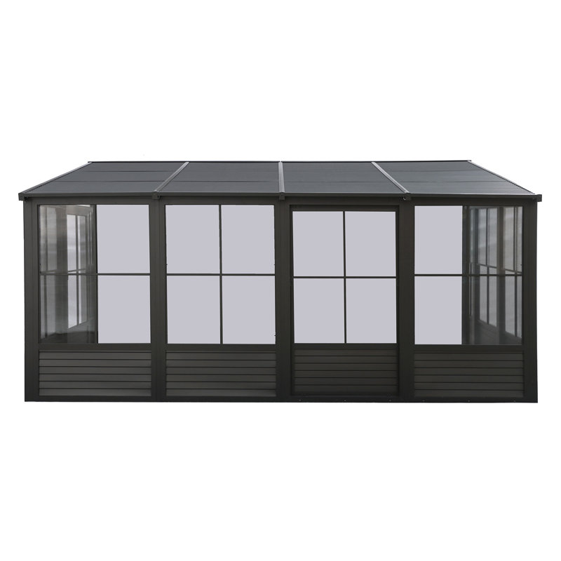 Florence Wall-Mounted Solarium with Metal Roof, 10' x 16', Black