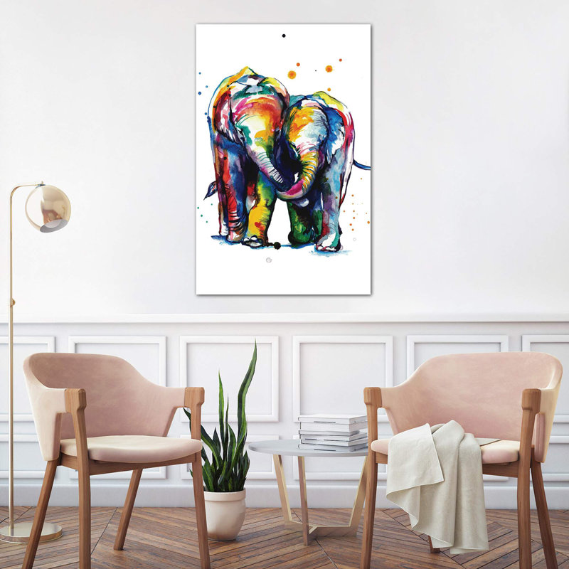 Elephants by Weekday Best - Painting on Canvas, 30.48 cm H x 45.72 cm W
