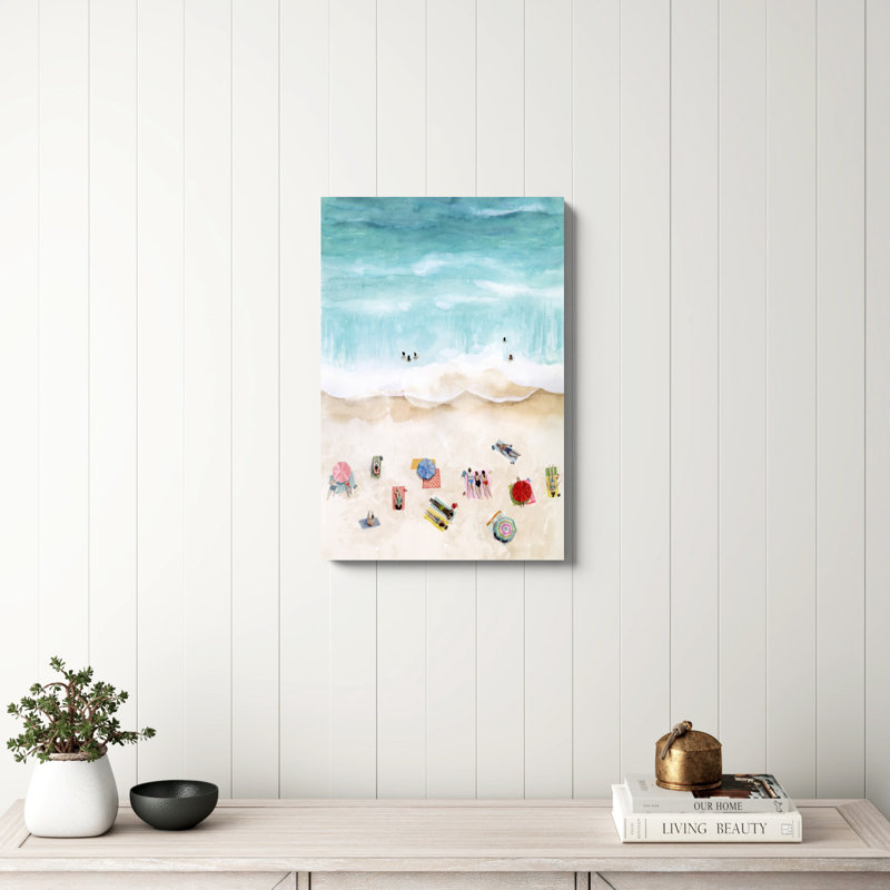 «Beach Week I» par Grace Popp, reproduction d'art sur toile tendue, H 30 po x l 20 po, Impression avec cadre érable, Oui