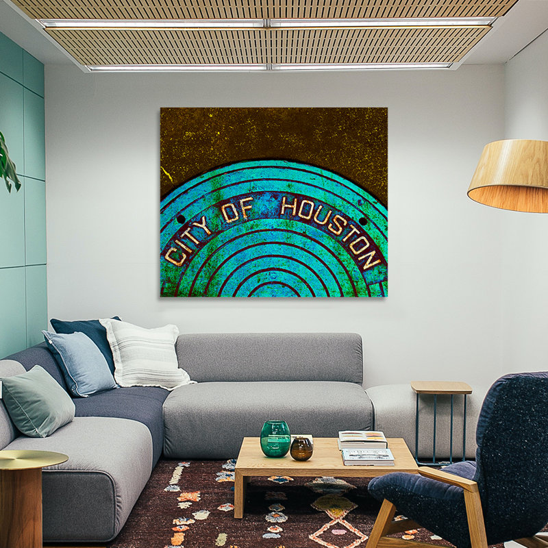Houston Manhole Cover, Houston Texas - reproduction de photo sur toile tendue, H 20 po x l 24 po x P 1,5 po