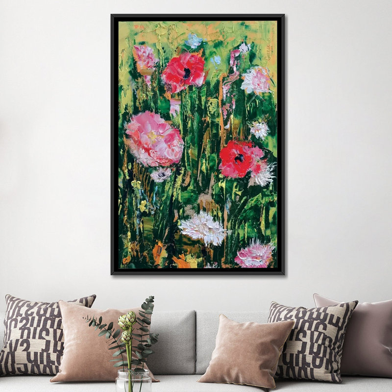 « wildflowers », reproduction d’art sur toile, H 60 po x l 40po x P 1,5 po, Toile avec cadre noir, Pas de tapis