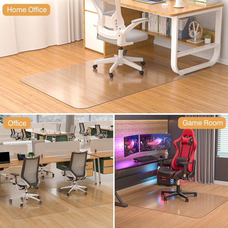 Protecteur de plancher 59 po x 84 po en plastique transparent, tapis antidérapant robuste pour chaises roulantes ou de jeux