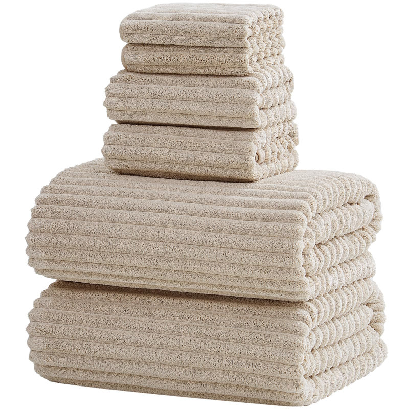 6-Piece Bath Towel Set (Beige), Beige