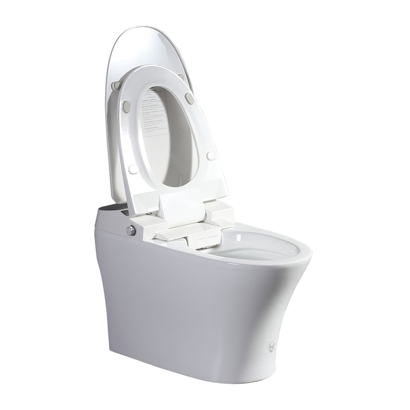 Elongated Smart Toilet Bidet with Auto Flush, Heated Seat, Air Drying, Remote Control, LED Display