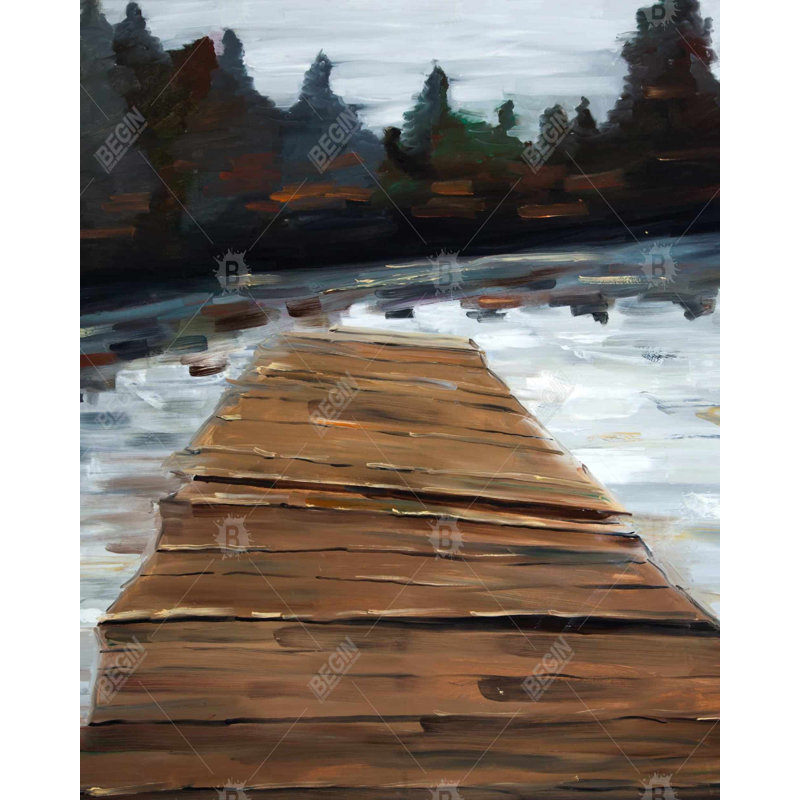 Dock And Lake Print On Canvas