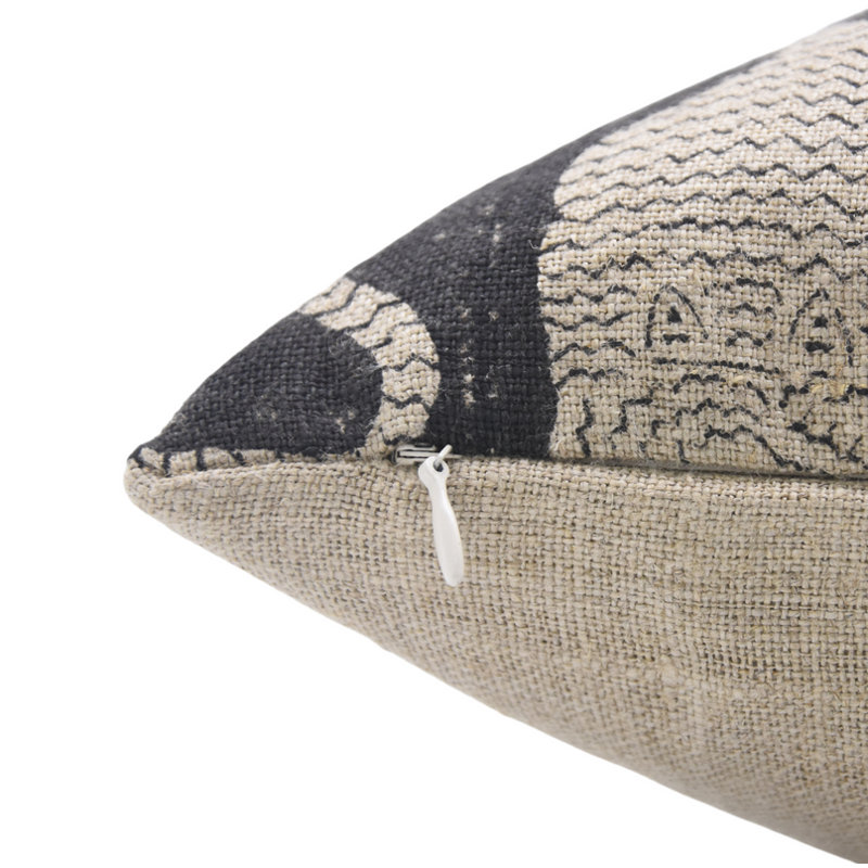 Coussin décoratif en lin épais fait à la main Fab Divine Mushak Block - 16 x 16 po, Carré, 16 po x 16 po