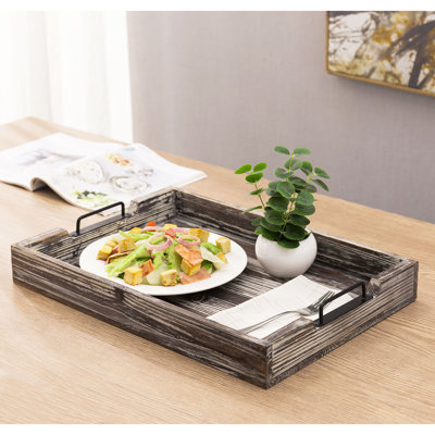 50.8 cm Solid Wood Ottoman Serving Tray
