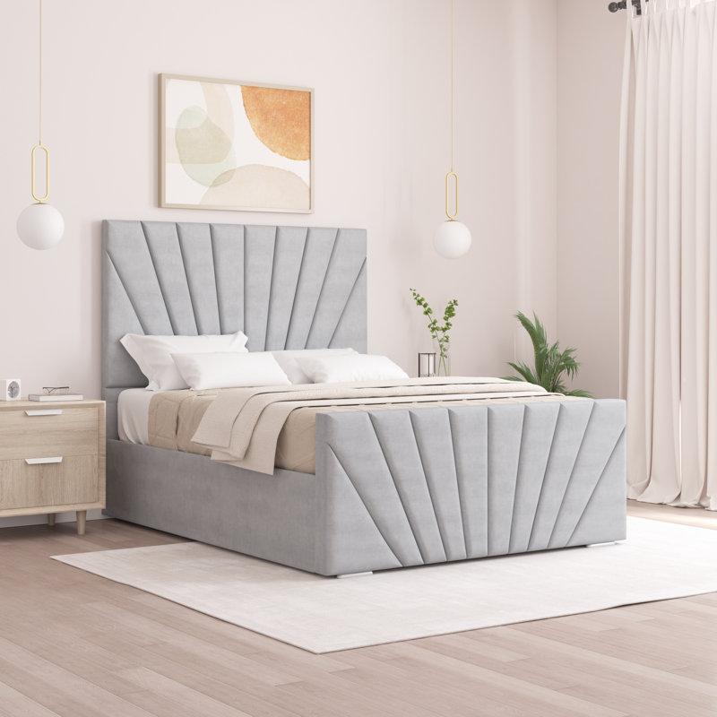 Aayanah Upholstered Bed, Single (3'), Light Silver