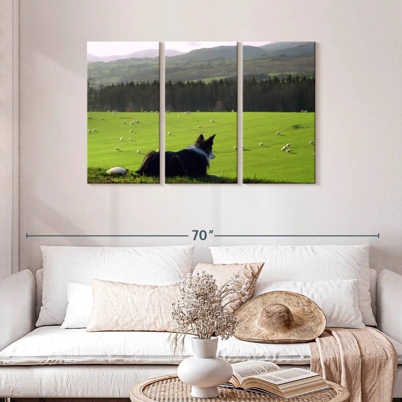 Brampt Dog Counting Sheep, 28" H x 45" W