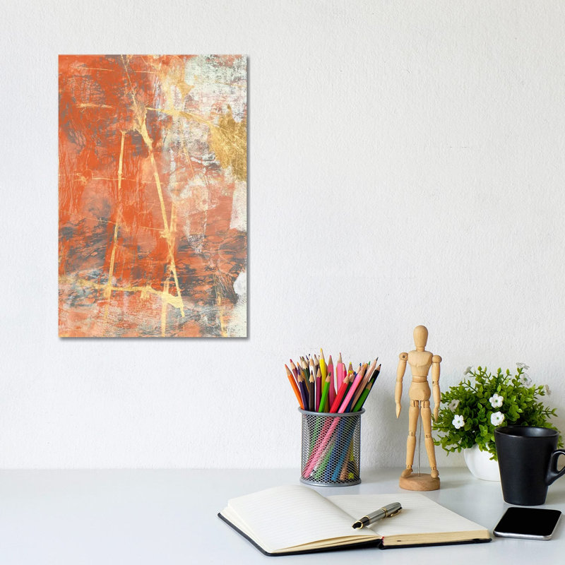 Terre Cotta Lace II by Jennifer Goldberger - Wrapped Canvas Painting, 20.32 cm H x 30.48 cm W