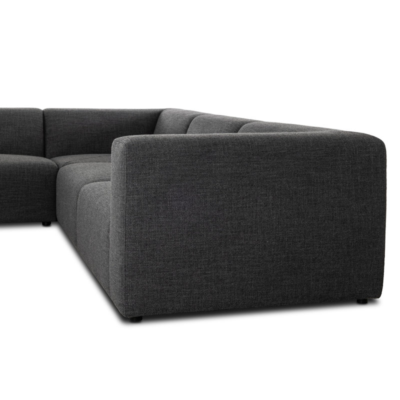 Lawndale 6PC Sectional W/ LAFC-Saxon Charcoal, Left Hand Facing, Saxon Charcoal Polyester Blend