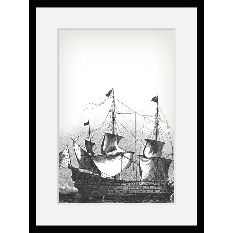Ship - Single Picture Frame Print, 60 cm H x 50 cm W