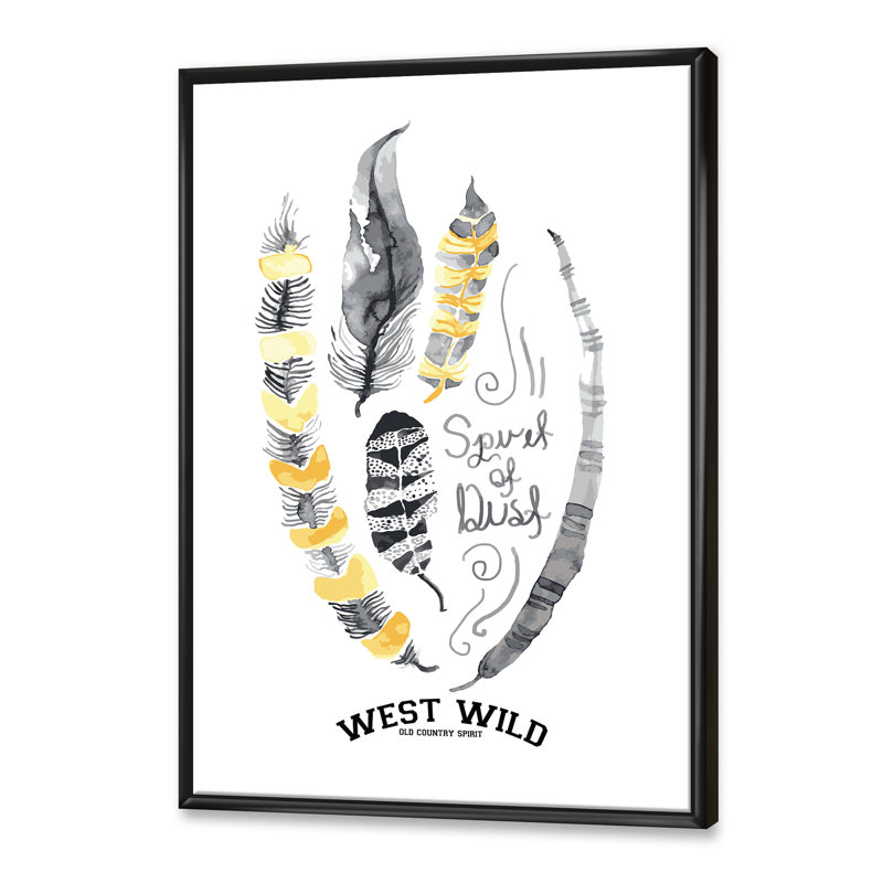 Plumes de plumes jaunes - Impression sur toile, Cadre noir, H 32 po x l 16 po x P 1 po