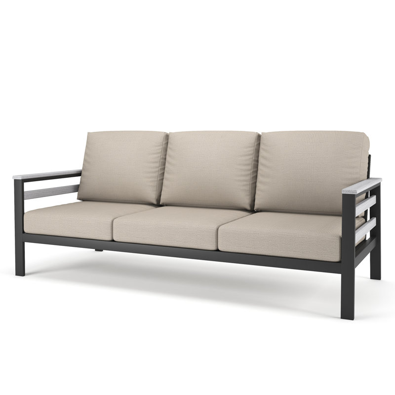 Canapé d'extérieur Townsend de 80 po de largeur avec coussins Sunbrella®, Seashell, Argent coulé Sunbrella®