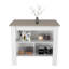 Îlot de cuisine, table de cuisine H 35 po, trois tablettes de rangement ouvertes, quatre pieds