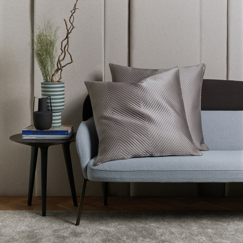 Herringbone Square Pillow Cover & Insert, Slate Gray