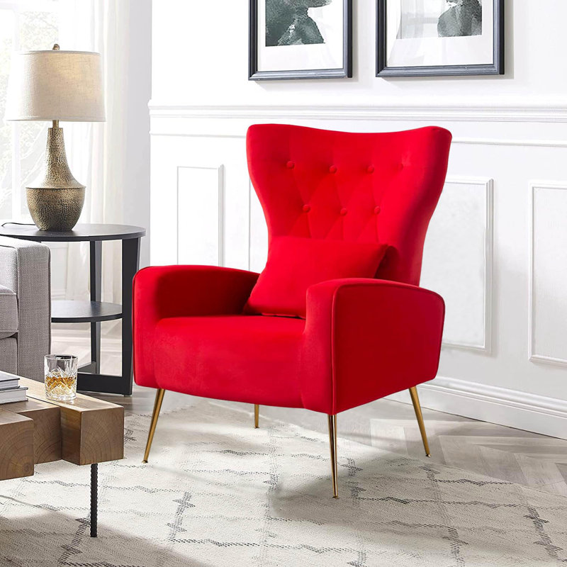 Ireal Velvet Armchair, Red