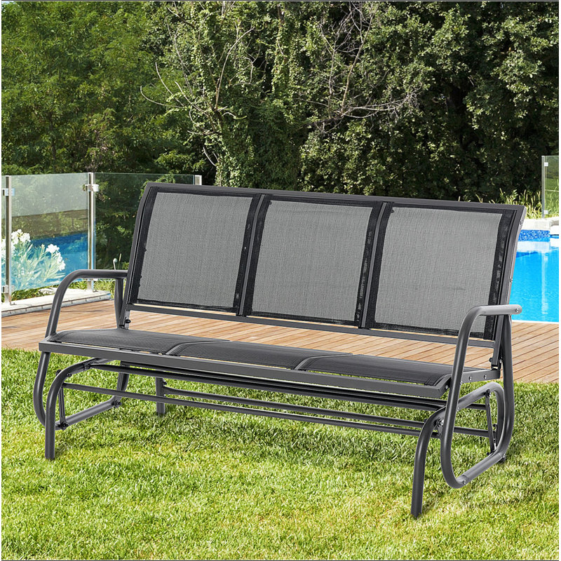 Banc oscillant pour 3 personnes Outsunny, Noir
