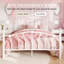 Structure de lit plateforme en métal avec tête et pied de lit, fleurons en forme de cœur et de boule, aucun sommier requis, rangement sous le lit de 12,6 po, assemblage facile-1748747056-1748747059