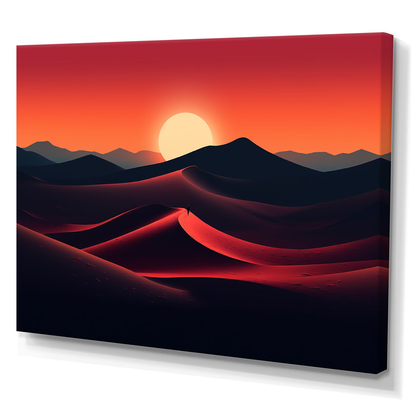 Désert, lever de soleil, horizon sur la planète Mars I - désert, art mural, Toile tendue, H 24 po x l 32 po x P 1 po