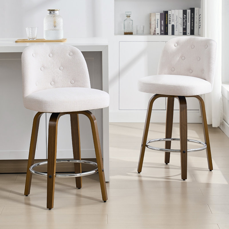 Tabouret de bar et de comptoir pivotant rembourré, Blanc, 2, Tabouret de comptoir (siège d'une hauteur de 26 p