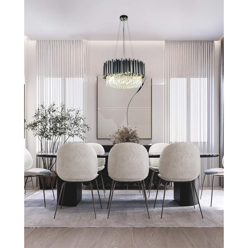 Jeanenne Frame Chandelier with Crystals Accents, Black, 11.8" H x 22" W x 22" D