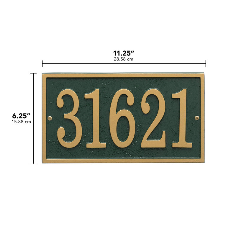 Fast and Easy 1-Line Wall Number Plaque, Green/Gold, Yes