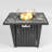 Outdoor Square Propane Fire Pit Table With Blue Glass Beads, Rain Cover And Glass Wind Guard