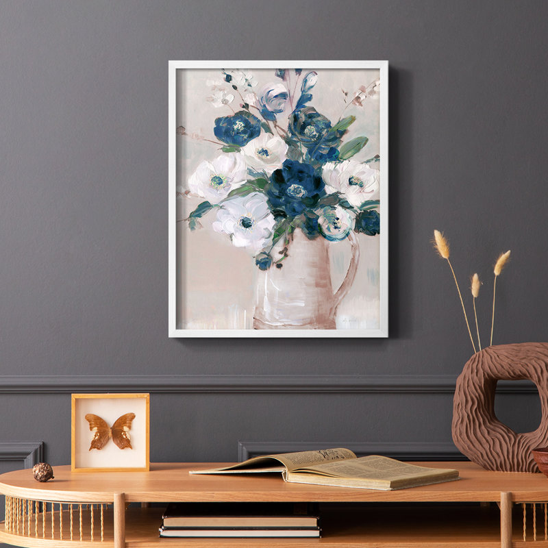 Touch of Teal Arrangement I, reproduction encadrée - bois massif, Blanc, H 14 po x l 11 po