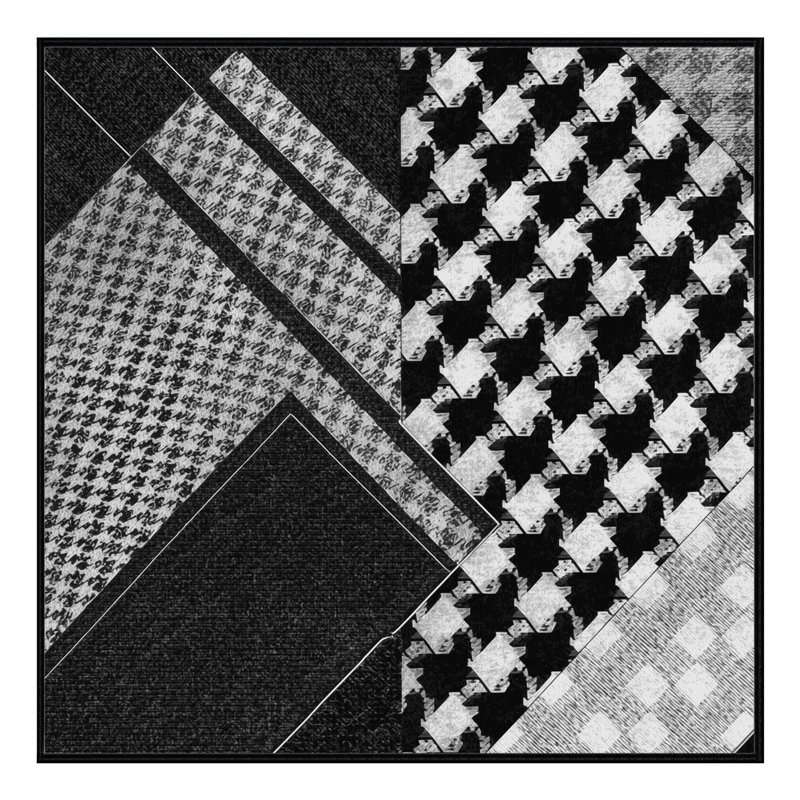 Machine Washable Wynsum Preppy Checkered Rug in Gray – Black Binding, 6' Square